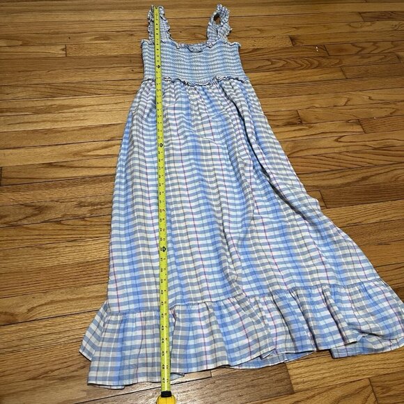 Rails Rumi Smocked Blue Ivory Sky Cherry Midi Linen Blend Dress Size Medium - Picture 11 of 11